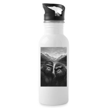 Gorilla Duo Mountain Lake - Water bottle with straw - white - Right