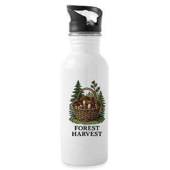 Waldpilzkorb Ernte im Wald - Trinkflasche mit integriertem Trinkhalm - Weiß - Rechts