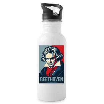Beethoven Pop Art Portrait - Water bottle with straw - white - Right