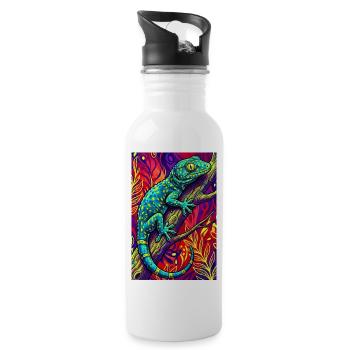 Gecko - Trinkflasche mit integriertem Trinkhalm - Weiß - Rechts