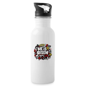 He is Risen Graffiti Ostern - Trinkflasche mit integriertem Trinkhalm - Weiß - Rechts