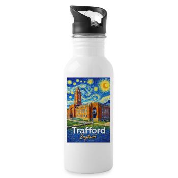 Trafford, Angleterre, dans le style de la nuit étoilée - Gourde avec paille intégrée - blanc - Droite