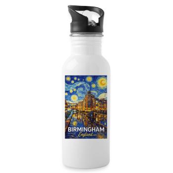Birmingham England Sternennacht - Trinkflasche mit integriertem Trinkhalm - Weiß - Rechts