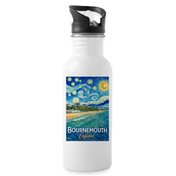 Bournemouth England Sternennacht - Trinkflasche mit integriertem Trinkhalm - Weiß - Rechts
