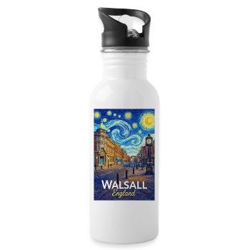 Walsall England Sternennacht - Trinkflasche mit integriertem Trinkhalm - Weiß - Rechts