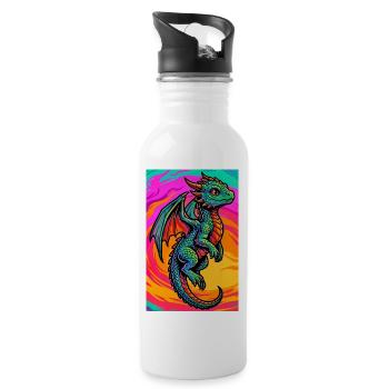 dragon - Water bottle with straw - white - Right