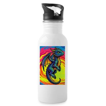 dragon - Water bottle with straw - white - Right