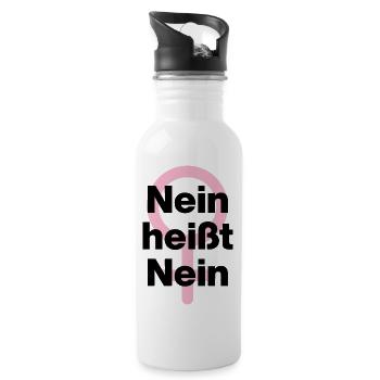 NEIN HEISST NEIN – IMMER! ♀ GIRLPOWER FEMALE POWER - Trinkflasche mit integriertem Trinkhalm - Weiß - Rechts