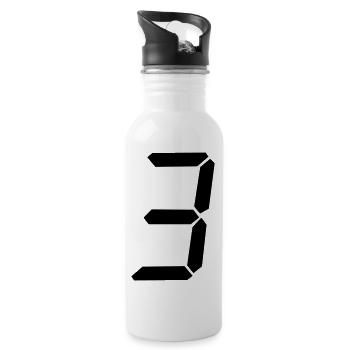digitale_zahl_3 - Trinkflasche mit integriertem Trinkhalm - Weiß - Rechts