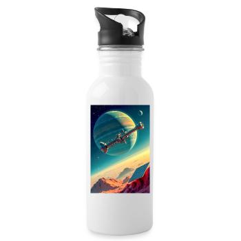 Humanity Finally Finds Its New Home in Space - Water bottle with straw - white - Right
