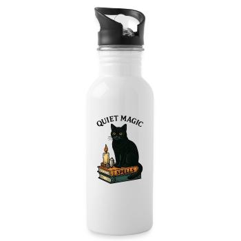 Stille Magie Katze - Trinkflasche mit integriertem Trinkhalm - Weiß - Rechts
