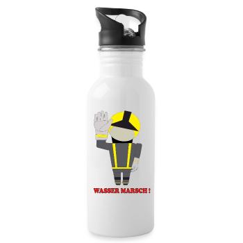Water March Firefighter Hero - Water bottle with straw - white - Right