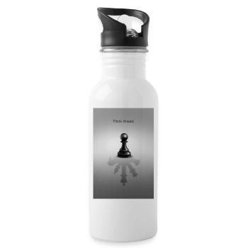 Think Ahead Minimal Mindset Design - Trinkflasche mit integriertem Trinkhalm - Weiß - Rechts
