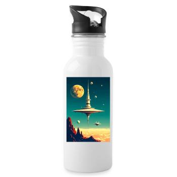Städte beginnen über die Zukunft der Wolken zu schweben - Trinkflasche mit integriertem Trinkhalm - Weiß - Rechts