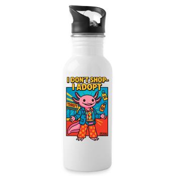 Ich kaufe nicht ein, ich adoptiere Alien - Trinkflasche mit integriertem Trinkhalm - Weiß - Rechts