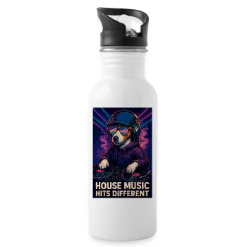 House Music Hits Different DJ Jack Russell Style - Water bottle with straw - white - Right