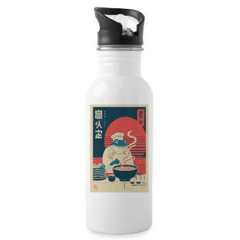 Frog Chef Ramen Retro Poster - Water bottle with straw - white - Right