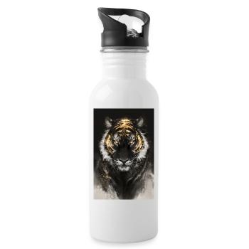 Golden Ember Tiger - Water bottle with straw - white - Right