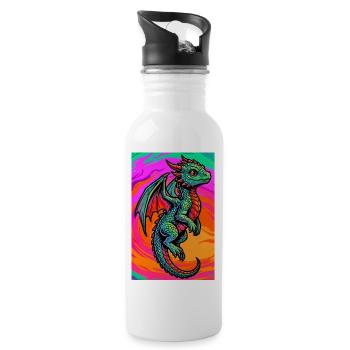 dragon - Water bottle with straw - white - Right