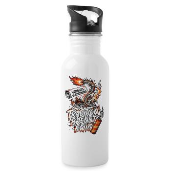Tradition Brennt Ewig Pyro - Trinkflasche mit integriertem Trinkhalm - Weiß - Rechts