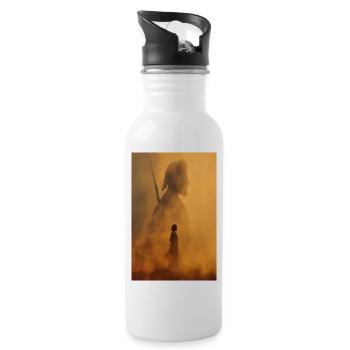 Ember Warrior Silhouette - Water bottle with straw - white - Right