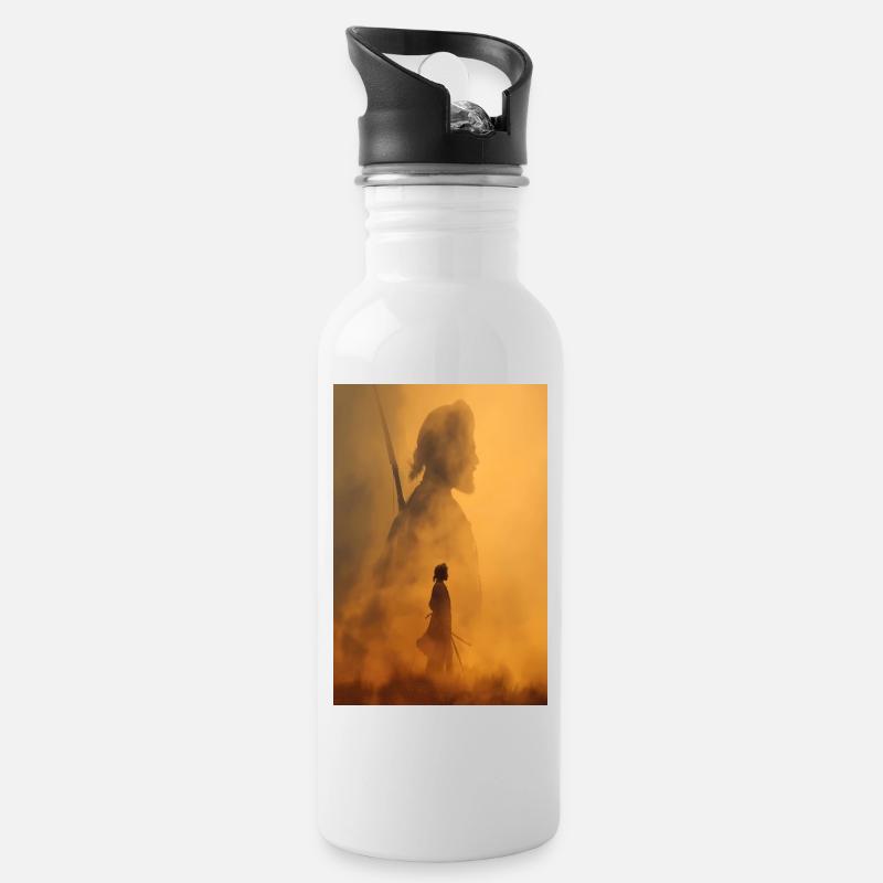 Ember Warrior Silhouette - Water bottle with straw - white