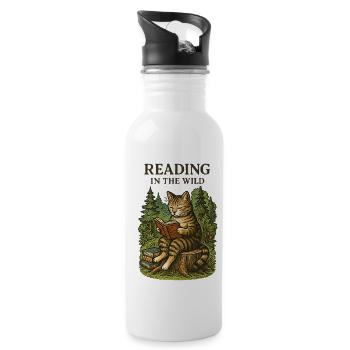 Lire dans le chat de la forêt sauvage - Gourde avec paille intégrée - blanc - Droite