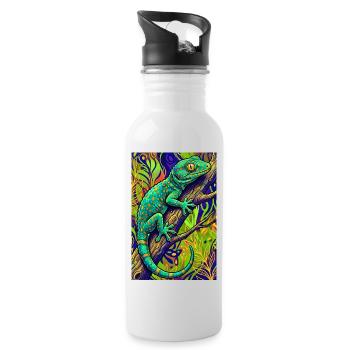 Gecko - Trinkflasche mit integriertem Trinkhalm - Weiß - Rechts