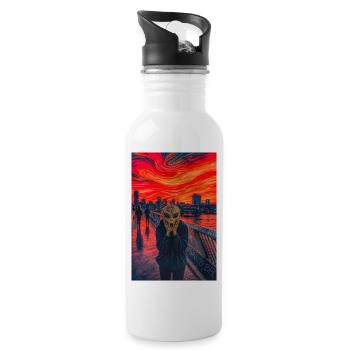 Red Sky Alien on Promenade - Water bottle with straw - white - Right