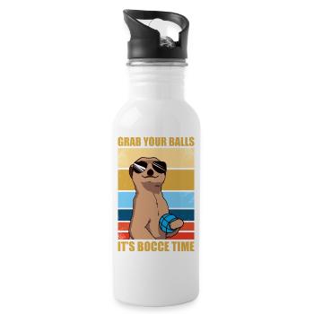 It's bocce time, petanque, boules, boules, players - Water bottle with straw - white - Right