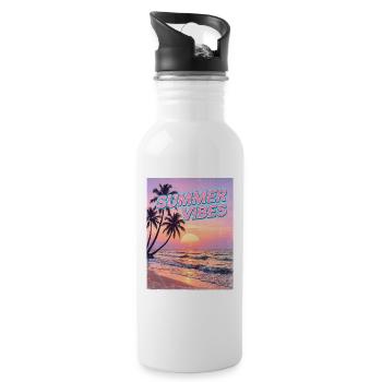 Summer Vibes Retro Sunset Beach - Gourde avec paille intégrée - blanc - Droite