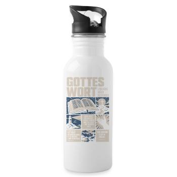 Gottes Wort lebendig wahr beständig - Trinkflasche mit integriertem Trinkhalm - Weiß - Rechts