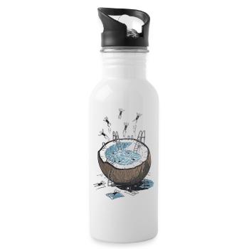 Kokosnusspool Sprungparty - Trinkflasche mit integriertem Trinkhalm - Weiß - Rechts