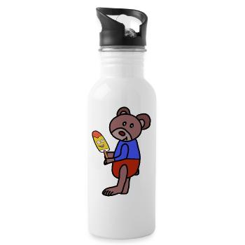 Bär Teddy  Eiskrem  Eis Kind - Water bottle with straw - white - Right