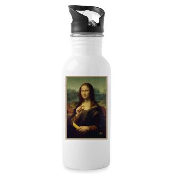 Mona Lisa Banana Scale - Water bottle with straw - white - Right