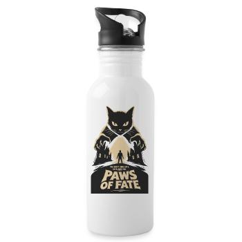 Paws Of Fate Cat Horror - Water bottle with straw - white - Right