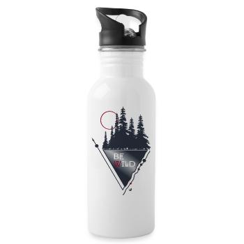 Forest, Moon and Geometric Figures Be Wild - Water bottle with straw - white - Right