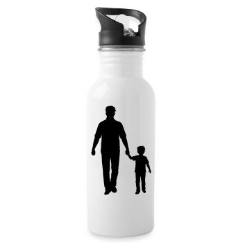Vater Kind Silhouette Spazieren Familie Papa Liebe - Trinkflasche mit integriertem Trinkhalm - Weiß - Rechts