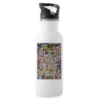 Let That Shit Go Graffiti - Trinkflasche mit integriertem Trinkhalm - Weiß - Rechts