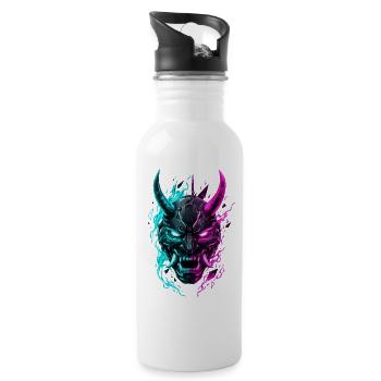Neon Cyber Oni Mask - Trinkflasche mit integriertem Trinkhalm - Weiß - Rechts