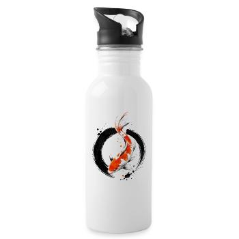 Zen Koi Ink Circle - Water bottle with straw - white - Right