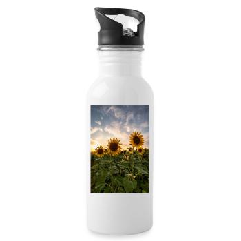 Sunflowers at sunset - Water bottle with straw - white - Right