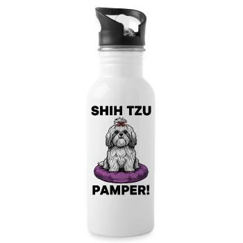 Dog Shih Tzu Pamper Luxury Cushion - Water bottle with straw - white - Right