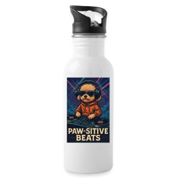 DJ Maltipoo – Paw-sitive Beats im Nachtclub - Trinkflasche mit integriertem Trinkhalm - Weiß - Rechts