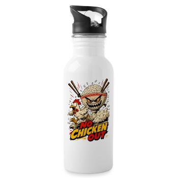 No Chicken Out Cartoon Bowl Chaos - Water bottle with straw - white - Right