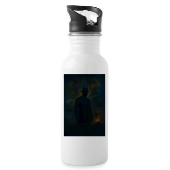 Fog Guardian in the Ghost Forest - Water bottle with straw - white - Right