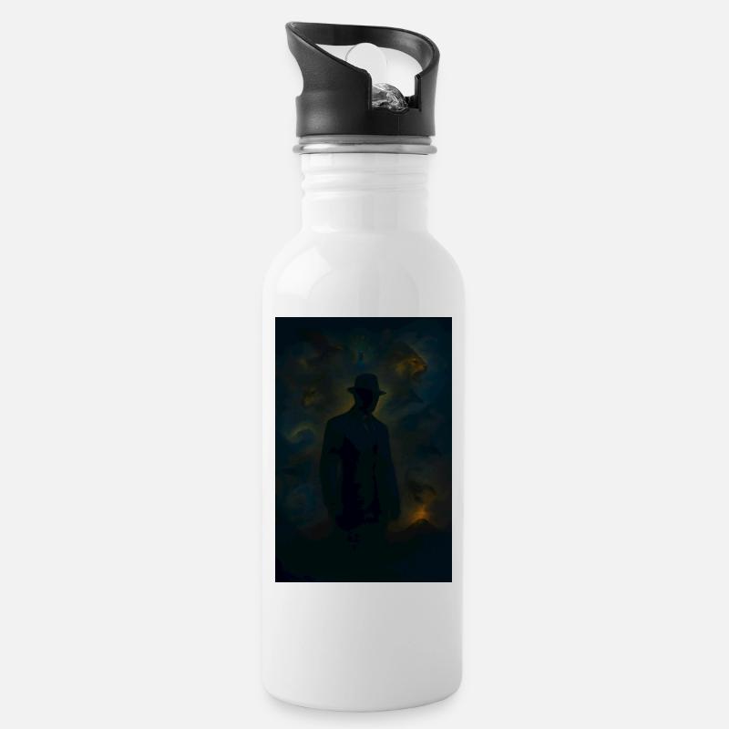 Nebelwächter im Geisterwald - Trinkflasche mit integriertem Trinkhalm - Weiß