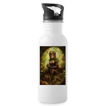 Waldelfenantkönigin - Trinkflasche mit integriertem Trinkhalm - Weiß - Rechts
