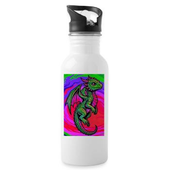 dragon - Water bottle with straw - white - Right