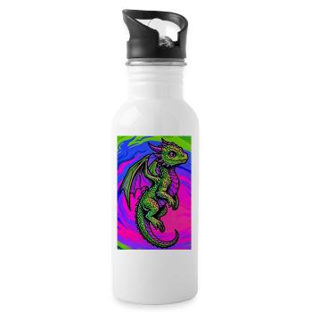 dragon - Water bottle with straw - white - Right